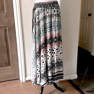 Cristina V Midi Skirt Flowy Boho Pull On Modest Size XL Stretchy Splits